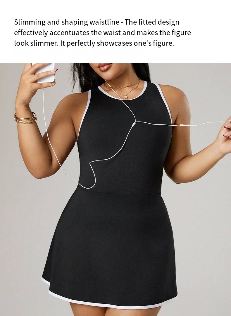 Plus Size Athletic Tennis Dress Summer Sleeveless Quick-drying Sportwear